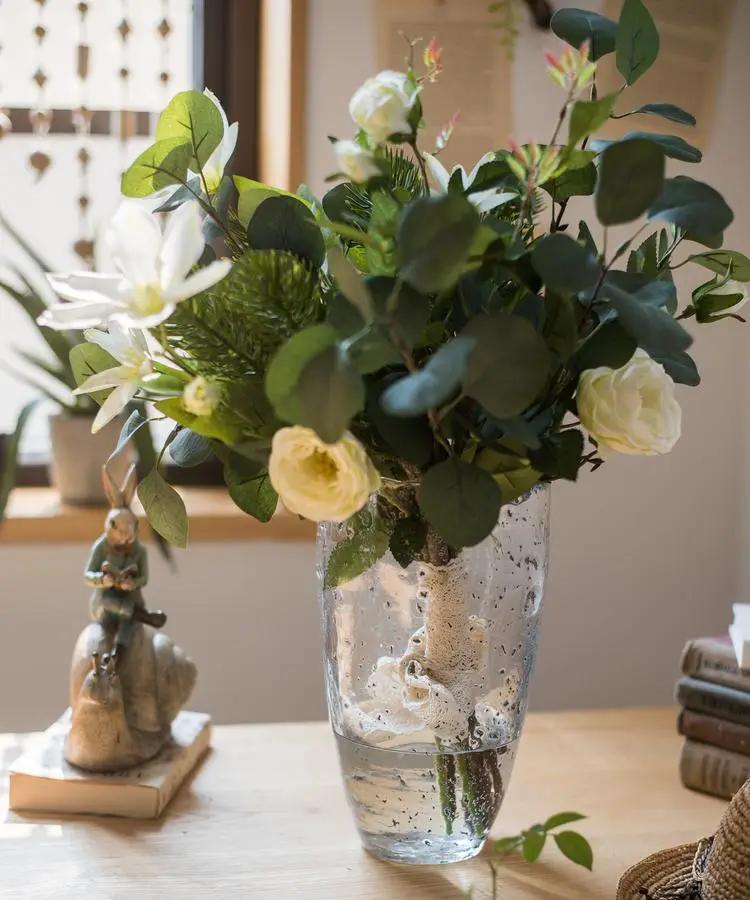 Artificial Flower Bouquet Clematis Flower in Greenery 20" Tall by RusticReach