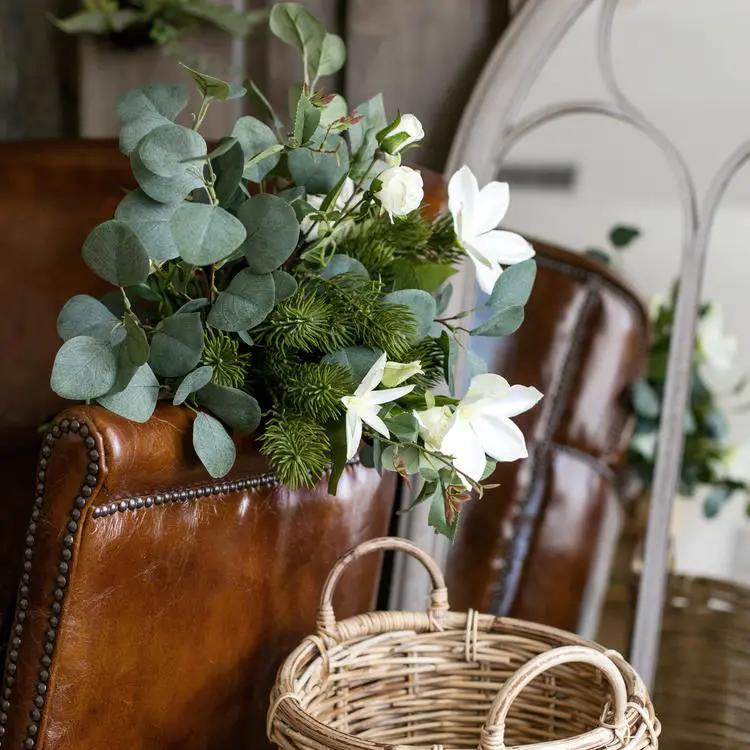 Artificial Flower Bouquet Clematis Flower in Greenery 20" Tall by RusticReach