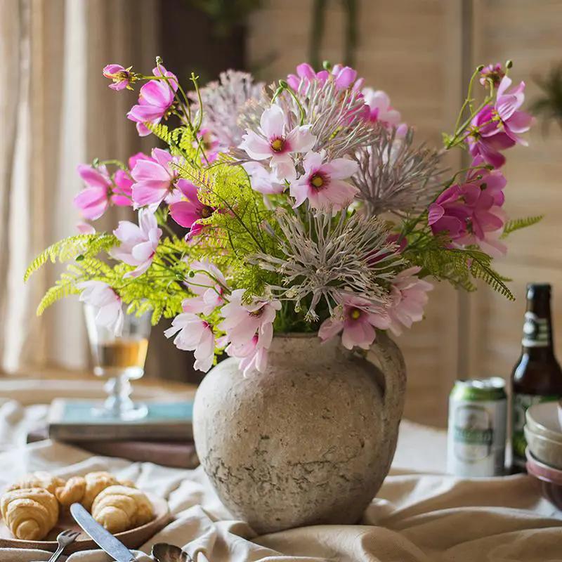 Artificial Silk Flower Bouquet Pink Daisy 20" Tall by RusticReach