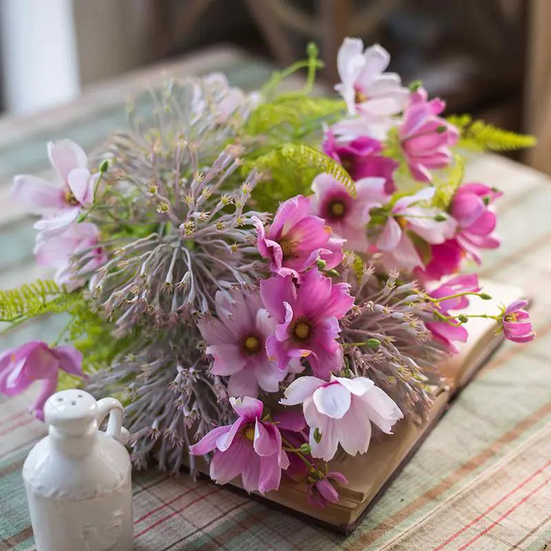 Artificial Silk Flower Bouquet Pink Daisy 20" Tall by RusticReach