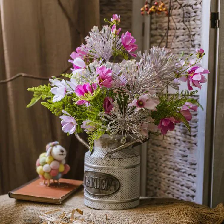 Artificial Silk Flower Bouquet Pink Daisy 20" Tall by RusticReach