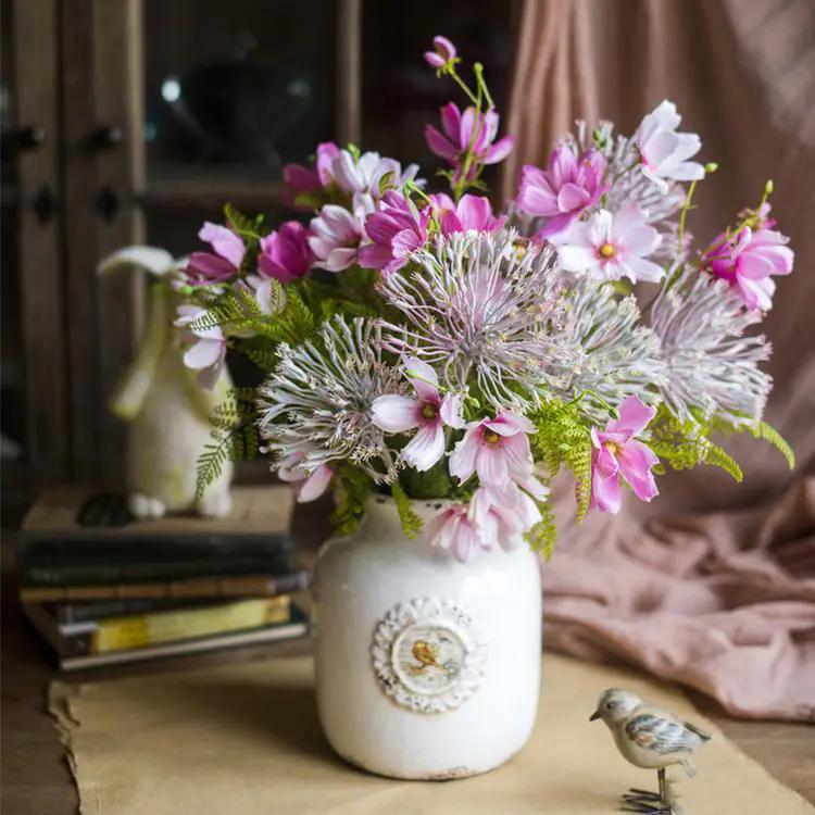 Artificial Silk Flower Bouquet Pink Daisy 20" Tall by RusticReach