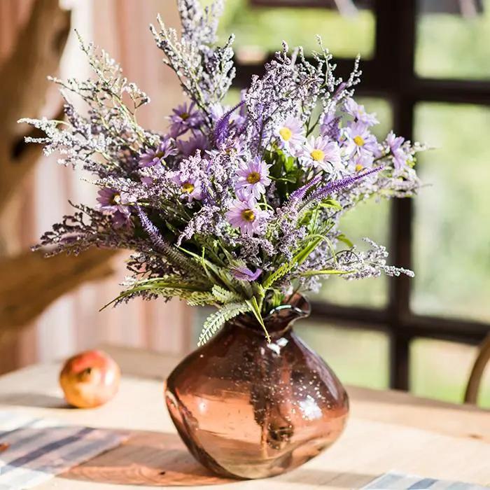 Artificial Silk Bouquet Country Flowers 20" Tall Purple by RusticReach