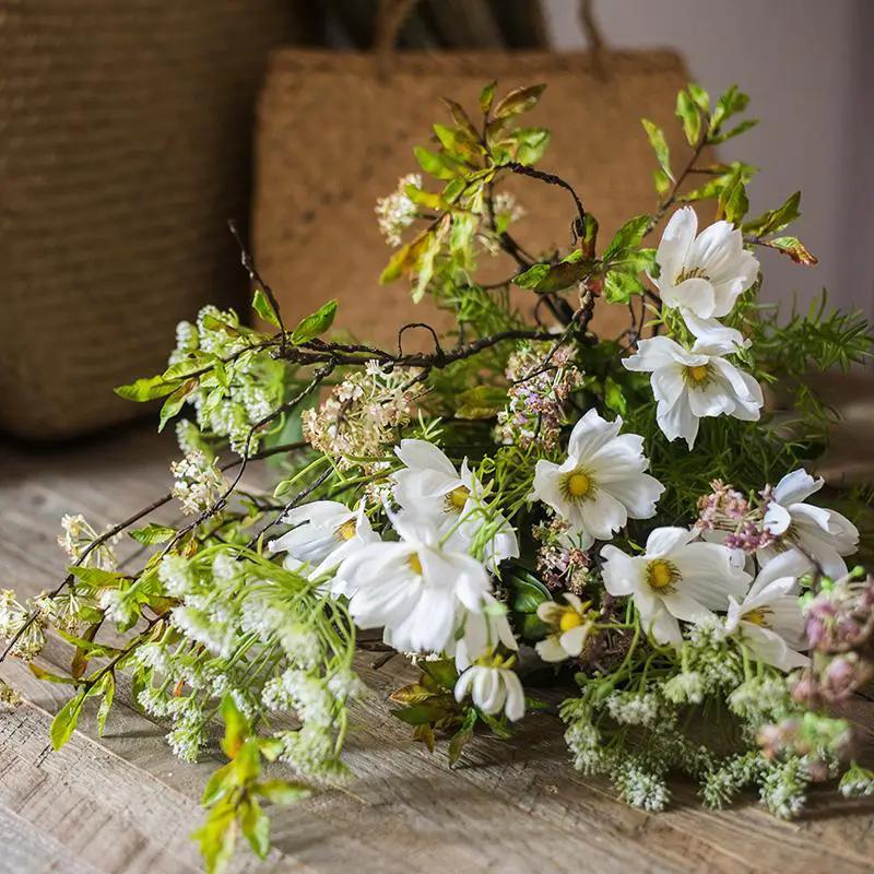 Artificial Flower Bouquet Spring Daisy Greenery Mix 24" Tall by RusticReach