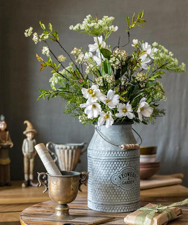 Artificial Flower Bouquet Spring Daisy Greenery Mix 24" Tall by RusticReach