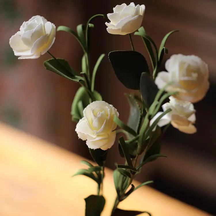 Artificial Flower Eco PE Camellia Bloom Stem Set in White 16" Tall by RusticReach