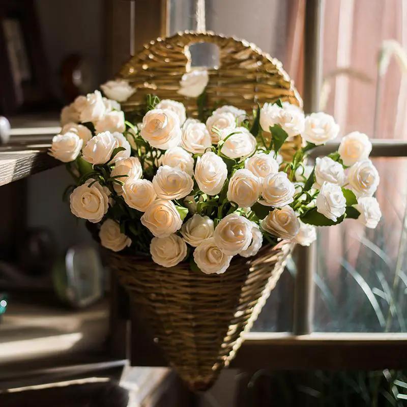 Artificial Flower Eco PE Camellia Bloom Stem Set in White 16" Tall by RusticReach