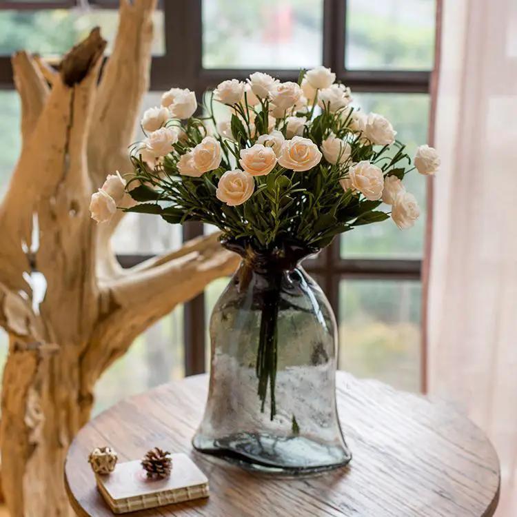 Artificial Flower Eco PE Camellia Bloom Stem Set in White 16" Tall by RusticReach