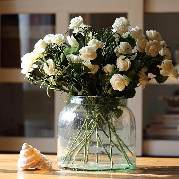 Artificial Flower Eco PE Camellia Bloom Stem Set in White 16" Tall by RusticReach