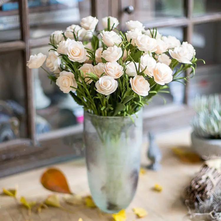 Artificial Flower Eco PE Camellia Bloom Stem Set in White 16" Tall by RusticReach