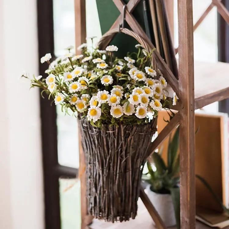 Faux Silk Artificial Flower Eco PE Small Daisy Stem Set in White 15" Tall by RusticReach