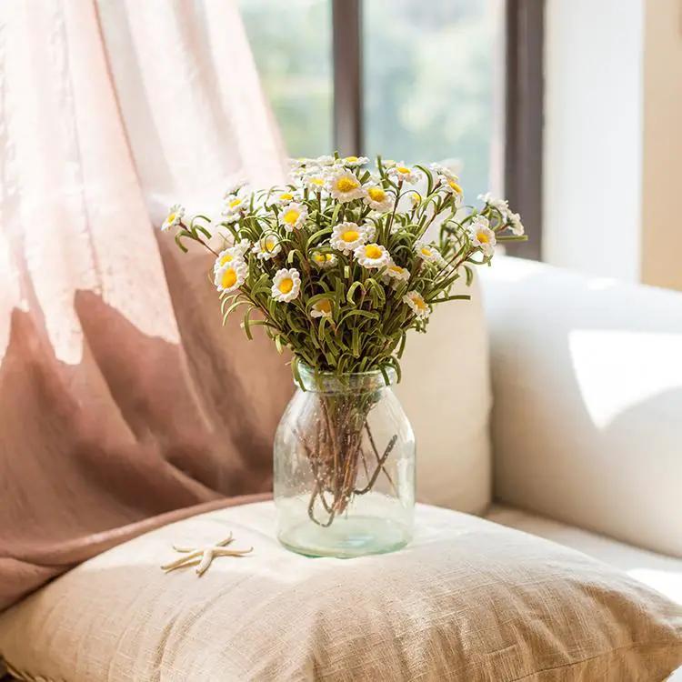 Faux Silk Artificial Flower Eco PE Small Daisy Stem Set in White 15" Tall by RusticReach