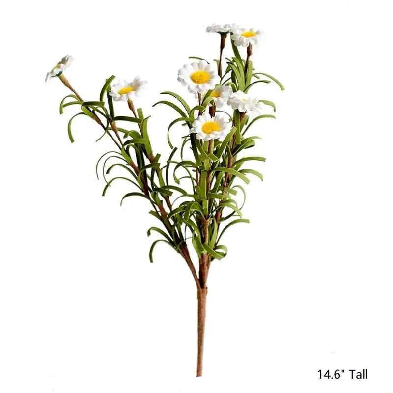 Faux Silk Artificial Flower Eco PE Small Daisy Stem Set in White 15" Tall by RusticReach