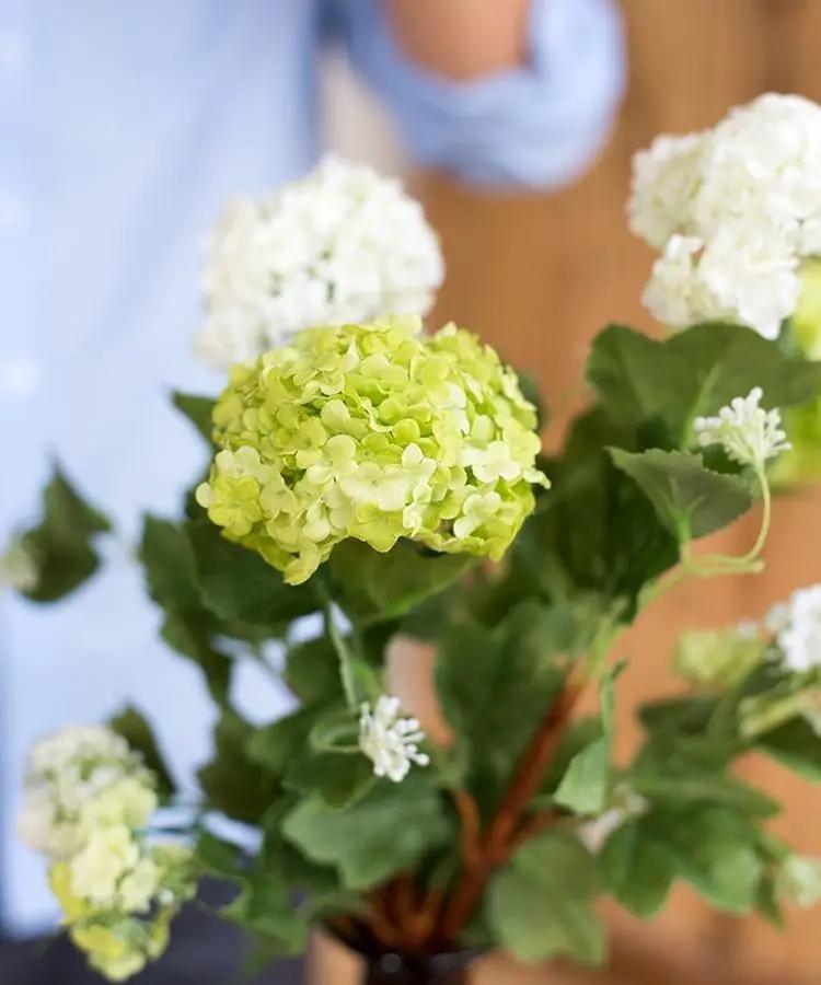 Artificial Flower Hydrangea Double Bloom 31" Tall by RusticReach
