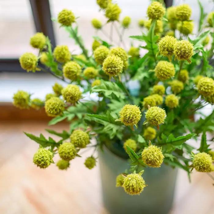 Faux Silk Artificial Flower Pompom Stem 28" Tall by RusticReach
