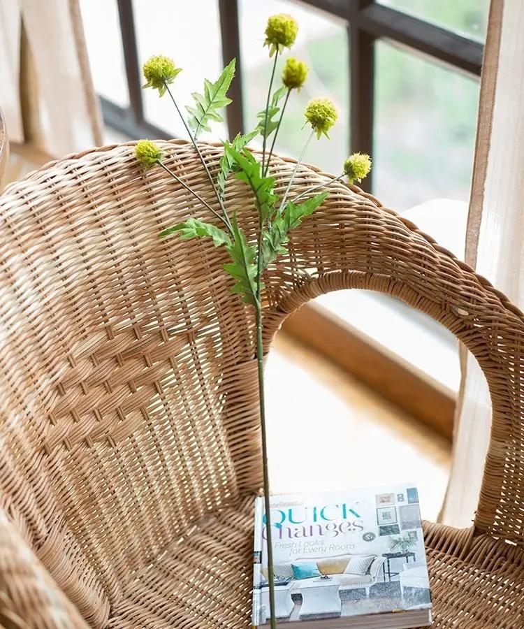 Faux Silk Artificial Flower Pompom Stem 28" Tall by RusticReach