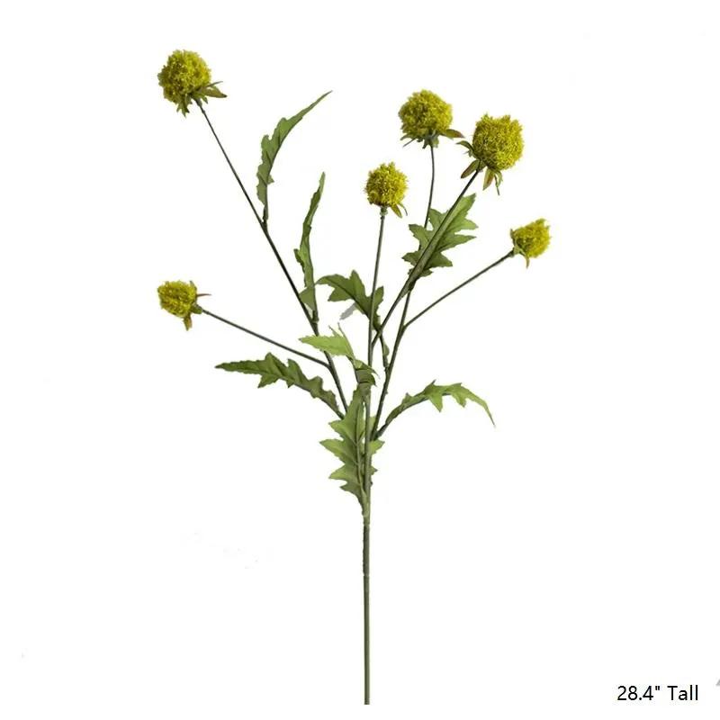 Faux Silk Artificial Flower Pompom Stem 28" Tall by RusticReach