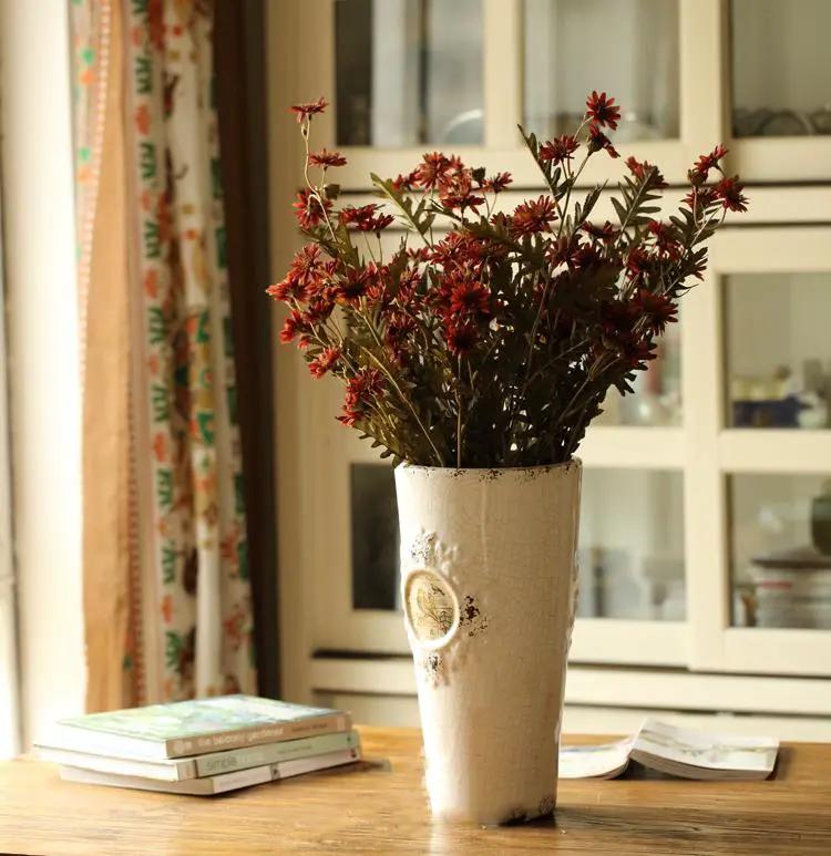 Faux Silk Artificial Flower Chrysanthemum Stem in Various Colors 34" Tall by RusticReach