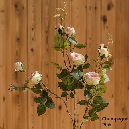 Artificial Flower Silk Rose Flower Bloom and Bud Stem in Pink 39" Tall by RusticReach