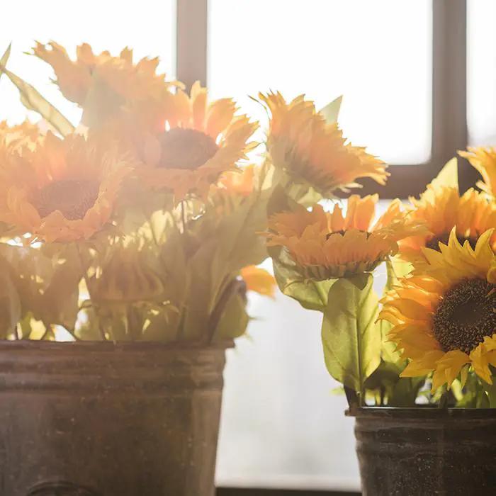 Faux Artificial Flower Silk Sunflower Stem 28" Tall by RusticReach