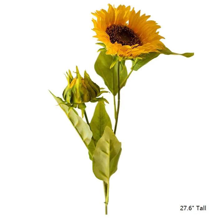 Faux Artificial Flower Silk Sunflower Stem 28" Tall by RusticReach