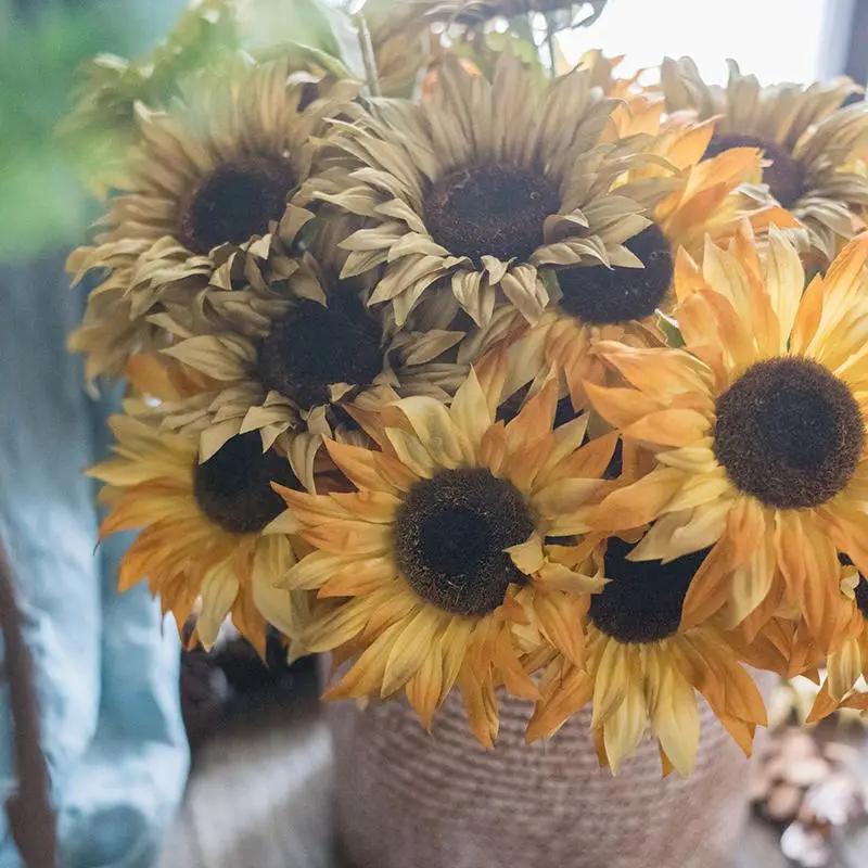 Faux Silk Artificial Flower Van Gogh Sunflower Bunch 21" Tall by RusticReach