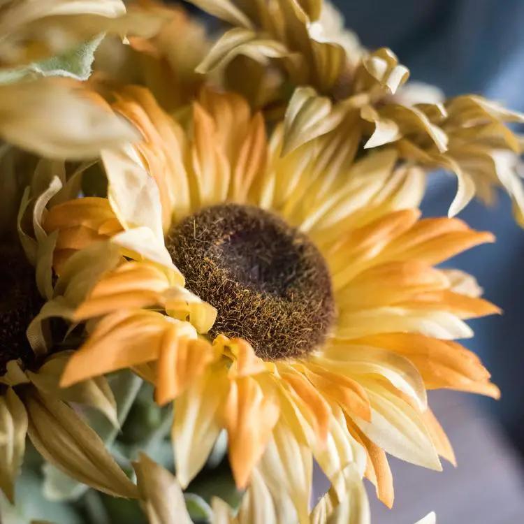 Faux Silk Artificial Flower Van Gogh Sunflower Bunch 21" Tall by RusticReach