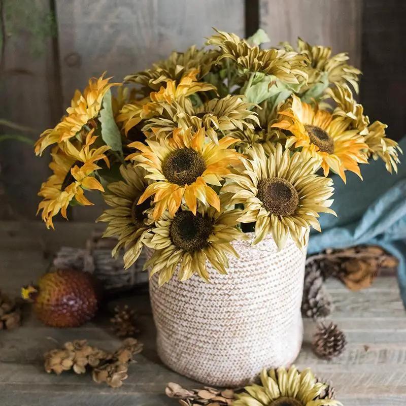 Faux Silk Artificial Flower Van Gogh Sunflower Bunch 21" Tall by RusticReach