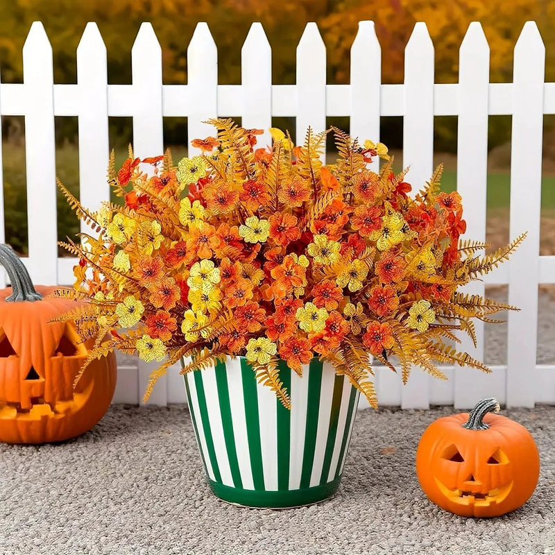 Artificial Flowers, Mixed Orange & Yellow Daisy, 7pcs Autumn Decoration by House Of Avana