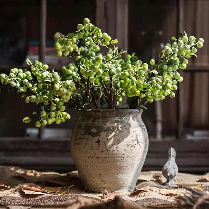 Artificial Fruit Artificial Berry Stem in Green 17" Tall by RusticReach