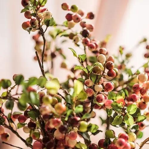 Artificial Fruit Artificial Berry Stem in Yellow Red 17" Tall by RusticReach