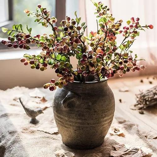 Artificial Fruit Artificial Berry Stem in Yellow Red 17" Tall by RusticReach