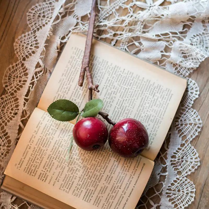 Artificial Fruit Artificial Red Apple Stem 15" Tall by RusticReach