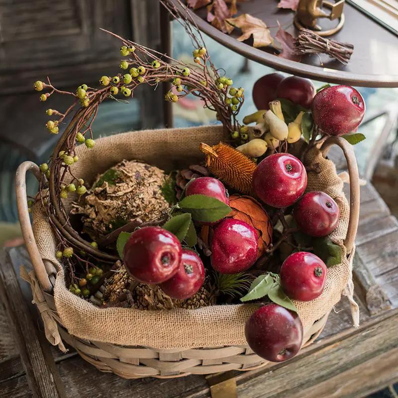 Artificial Fruit Artificial Red Apple Stem 15" Tall by RusticReach