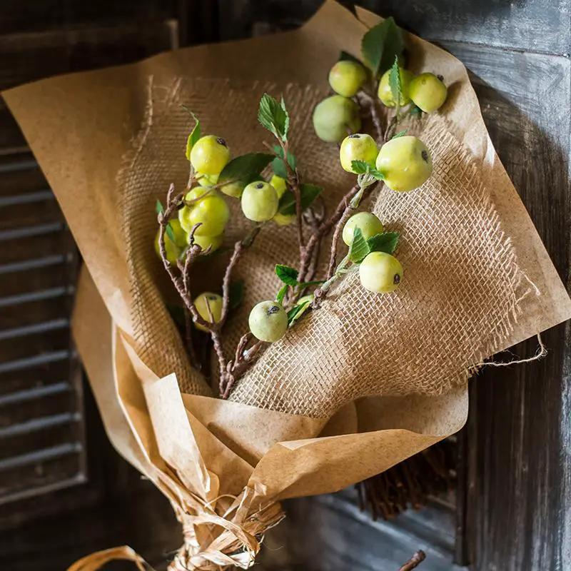 Artificial Fruit Mini Apple Stems in Green 23" Tall Silk Plant by RusticReach