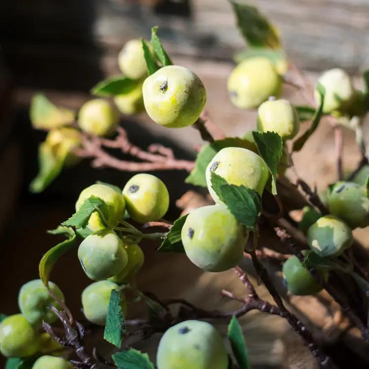 Artificial Fruit Mini Apple Stems in Green 23" Tall Silk Plant by RusticReach