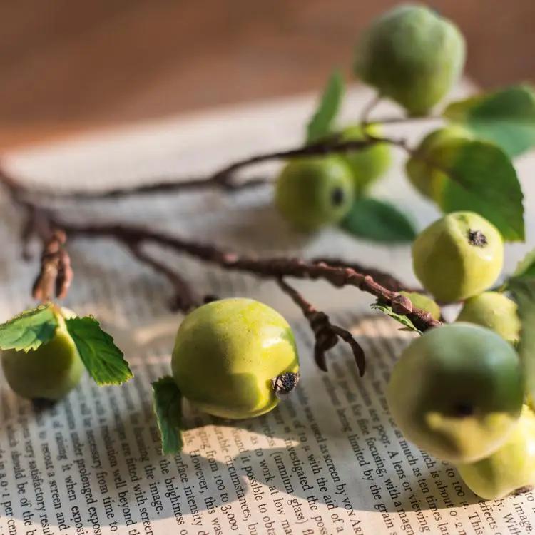 Artificial Fruit Mini Apple Stems in Green 23" Tall Silk Plant by RusticReach