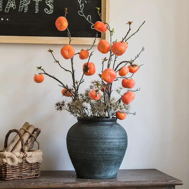 Artificial Fruit Persimmon Fruit Stem 43" Tall by RusticReach