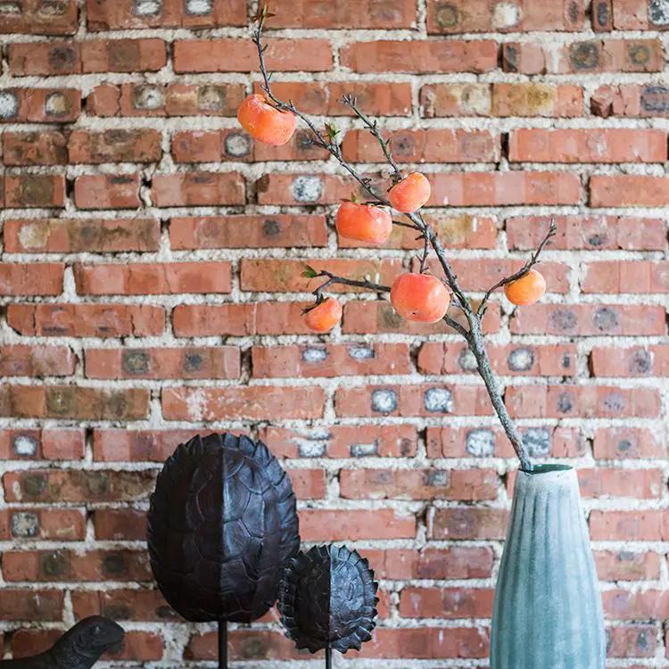 Artificial Fruit Persimmon Fruit Stem 43" Tall by RusticReach