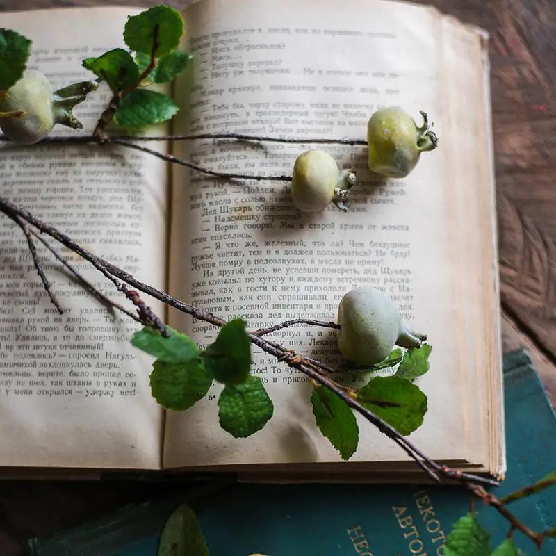 Artificial Fruit Rose Hip Stem in Green 20" Tall Silk Plant by RusticReach