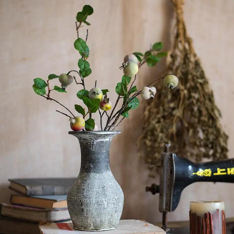 Artificial Fruit Rose Hip Stem in Green 20" Tall Silk Plant by RusticReach