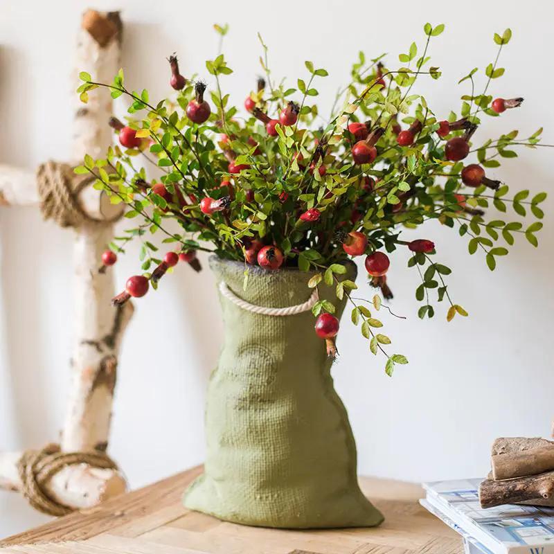 Artificial Fruit Small Pomegranate Fruit Stem 23" Tall by RusticReach
