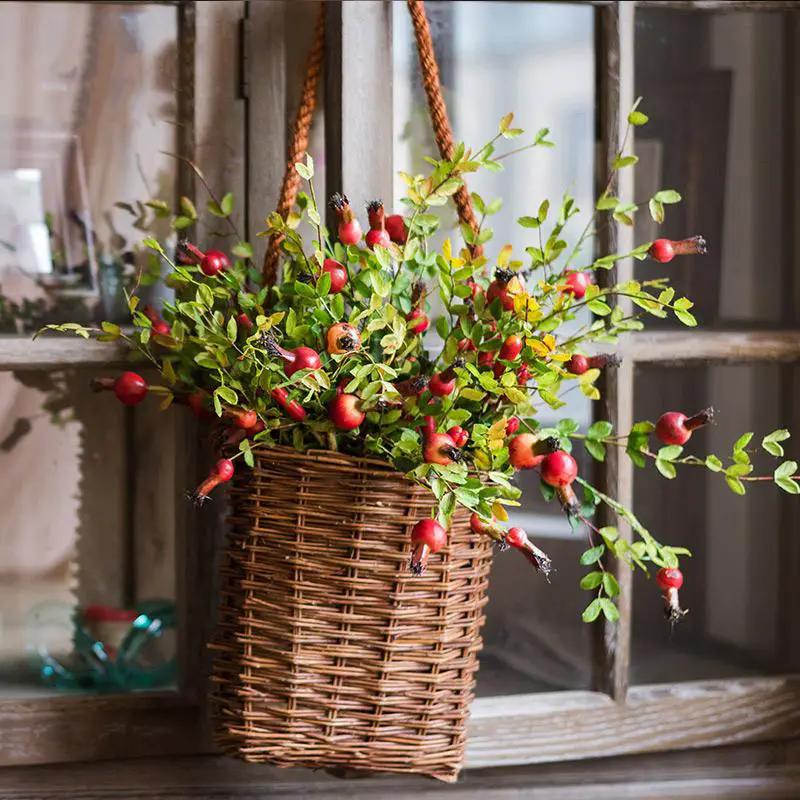 Artificial Fruit Small Pomegranate Fruit Stem 23" Tall by RusticReach