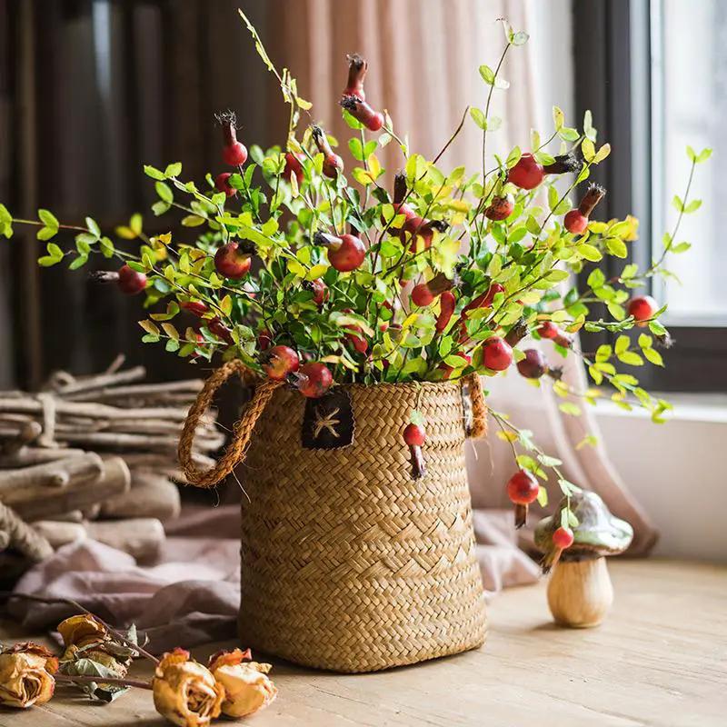 Artificial Fruit Small Pomegranate Fruit Stem 23" Tall by RusticReach