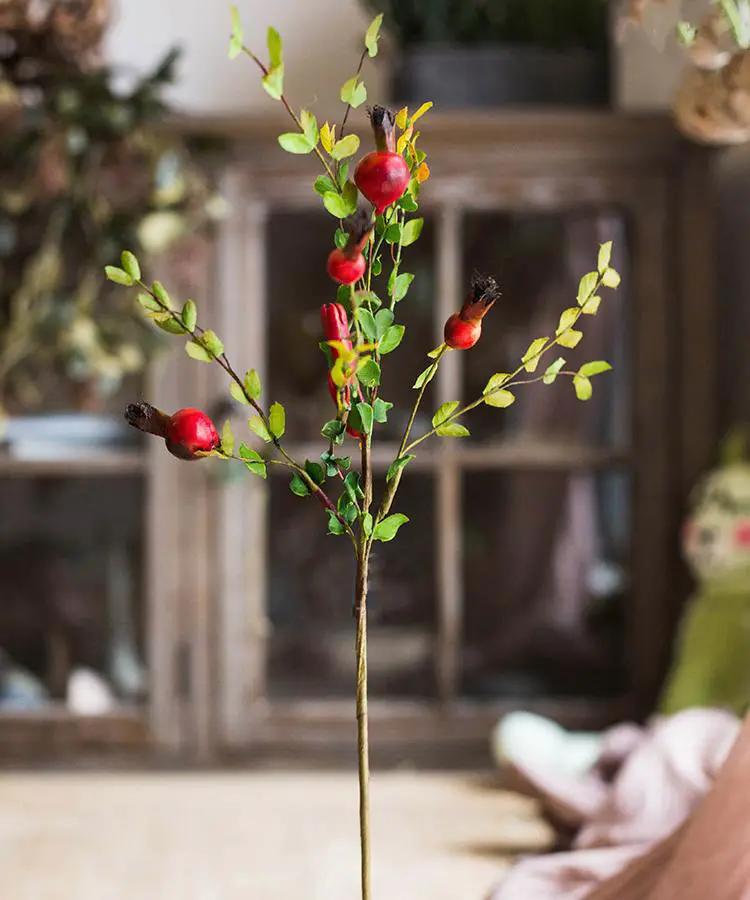 Artificial Fruit Small Pomegranate Fruit Stem 23" Tall by RusticReach