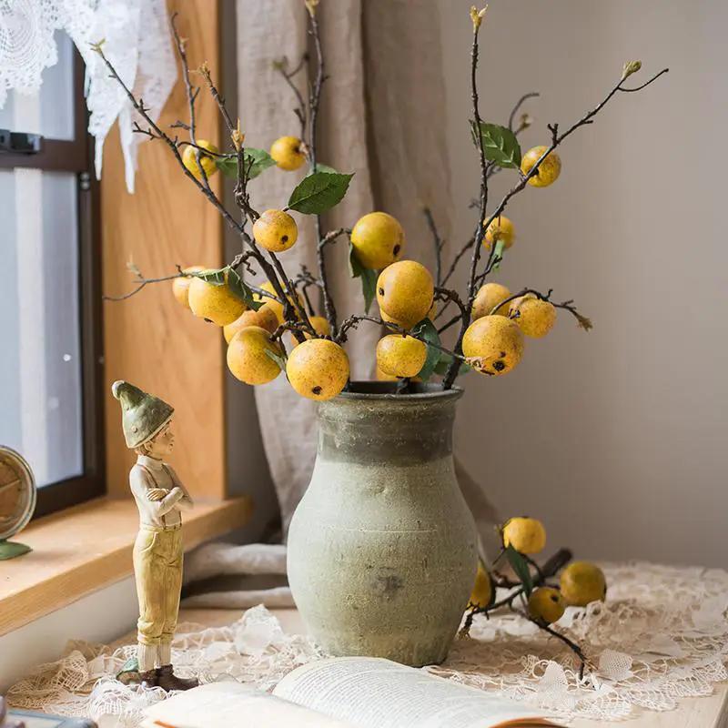 Artificial Fruit Yellow Apple Pear Stem 27" Tall by RusticReach