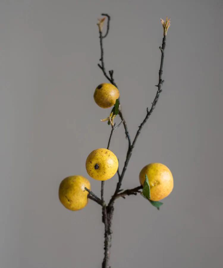 Artificial Fruit Yellow Apple Pear Stem 27" Tall by RusticReach