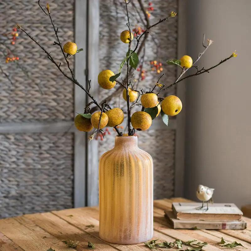 Artificial Fruit Yellow Apple Pear Stem 27" Tall by RusticReach