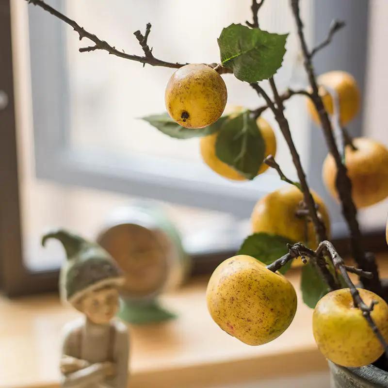 Artificial Fruit Yellow Apple Pear Stem 27" Tall by RusticReach