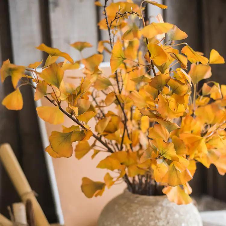 Artificial Ginkgo Stem in Yellow 37" Tall Faux by RusticReach